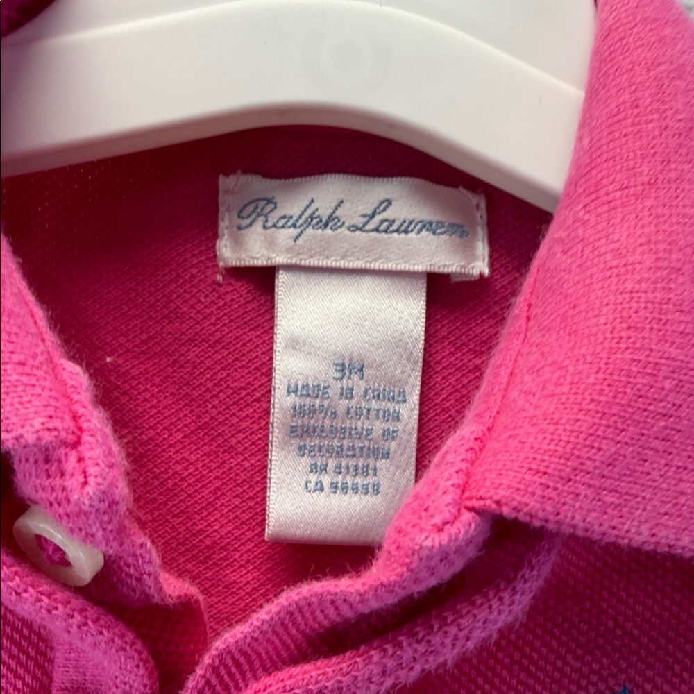 Baby Girls Ralph Lauren Hot Pink Ruffle Polo Bodysuit - Picture 3 of 7